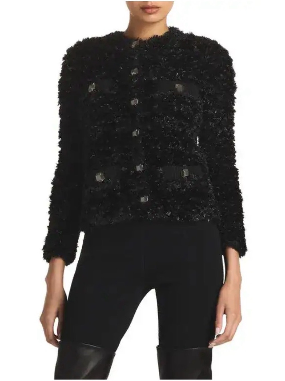 NWT St. John Shimmer Eyelash Knit Cardigan Size Large